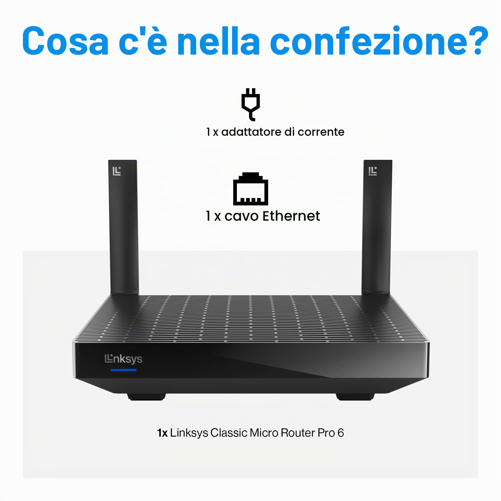 Linksys Micro Router Classic Pro 6, Router WiFi 6 Mesh Dual Band (AX5400), Router Wireless Gigabit, Fino a 5400 Mbps, Più di 35 Dispositivi e 250 m² di Copertura