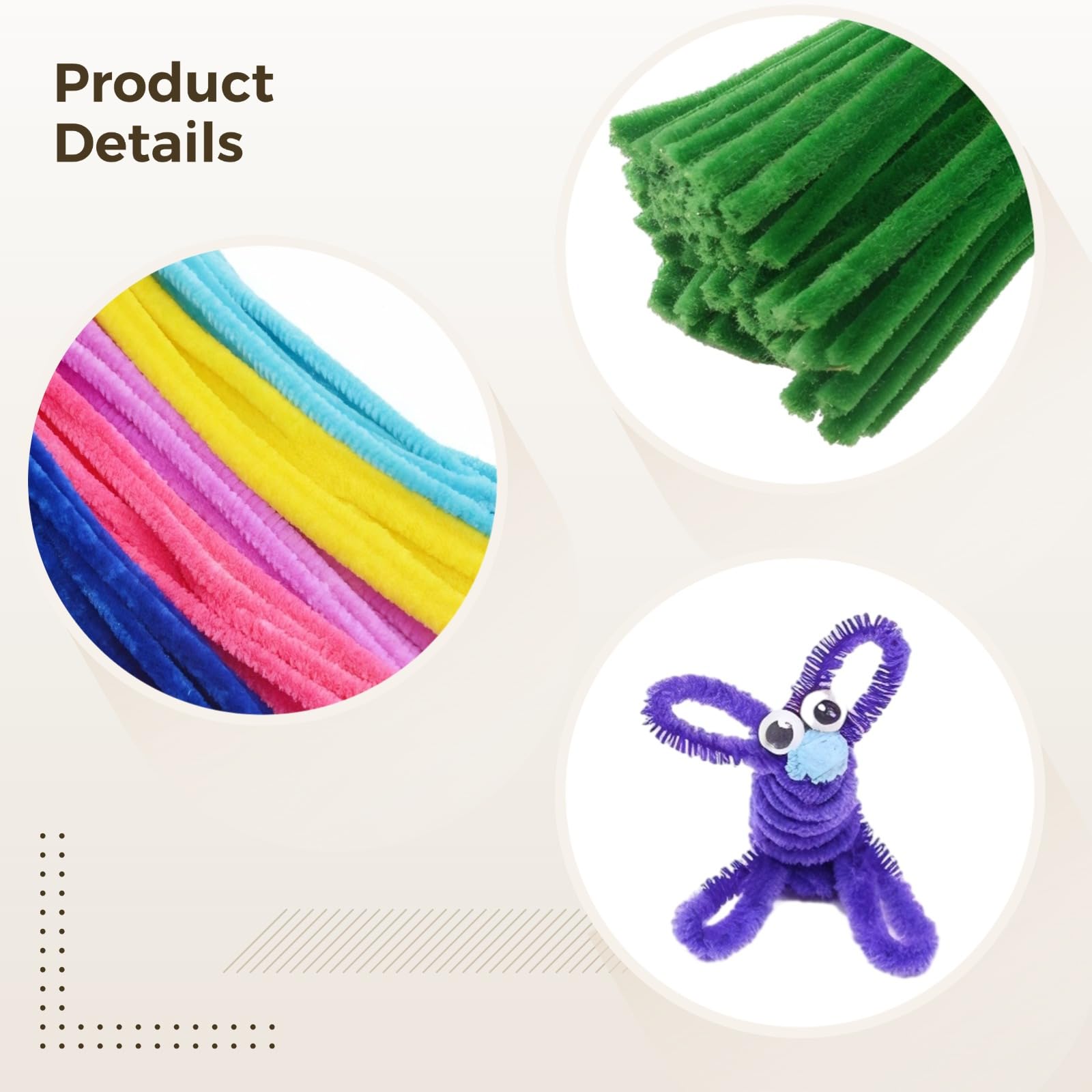 Lot de 1 000 tiges chenille pour loisirs créatifs, 30 cm, cure-pipes souples et colorées, bâtons de bricolage moelleux pour enfants et adultes