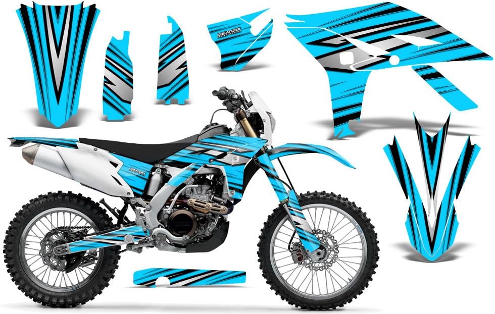 CreatorX Graphics Kit Decals Stickers for Yamaha WR450F 2012-2013-2014 Graphics SpeedX Black Blue Ice