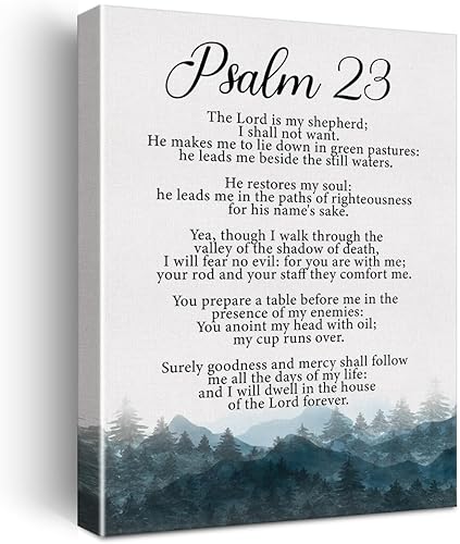 Lienzo decorativo cristiano para pared, Salmo 23, el Señor es mi pastor, impresión en lienzo con escritura positiva, decoración de pared para el