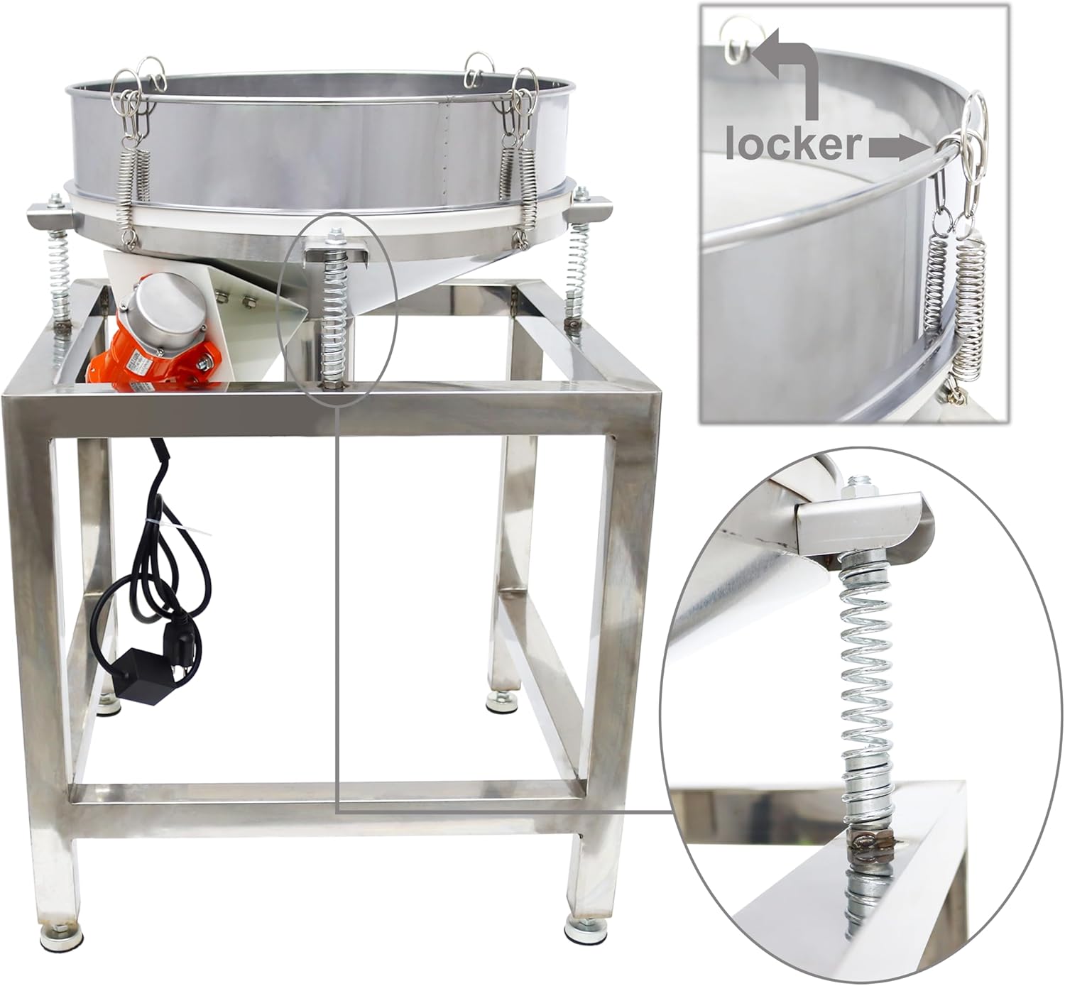 TECHTONGDA Stainless Steel Powder Vibrating Sieve Electric Screen Shaker Machine Diameter 19.6inch with 40 and 100 mesh