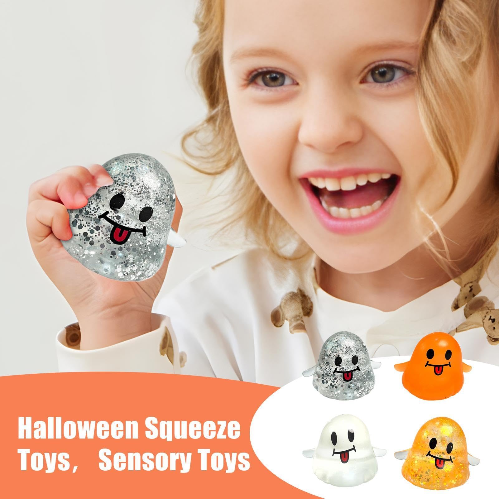 Gniotki Fidget 4-częściowy Zestaw Halloweenowych Piłek Antystresowych Wolno | Dorosłych Sensoryczne Relaksujące Zabawki Fidget dla Mężczyzn Kobiet Chłopców Dziewczynek do Domu Biura Klas