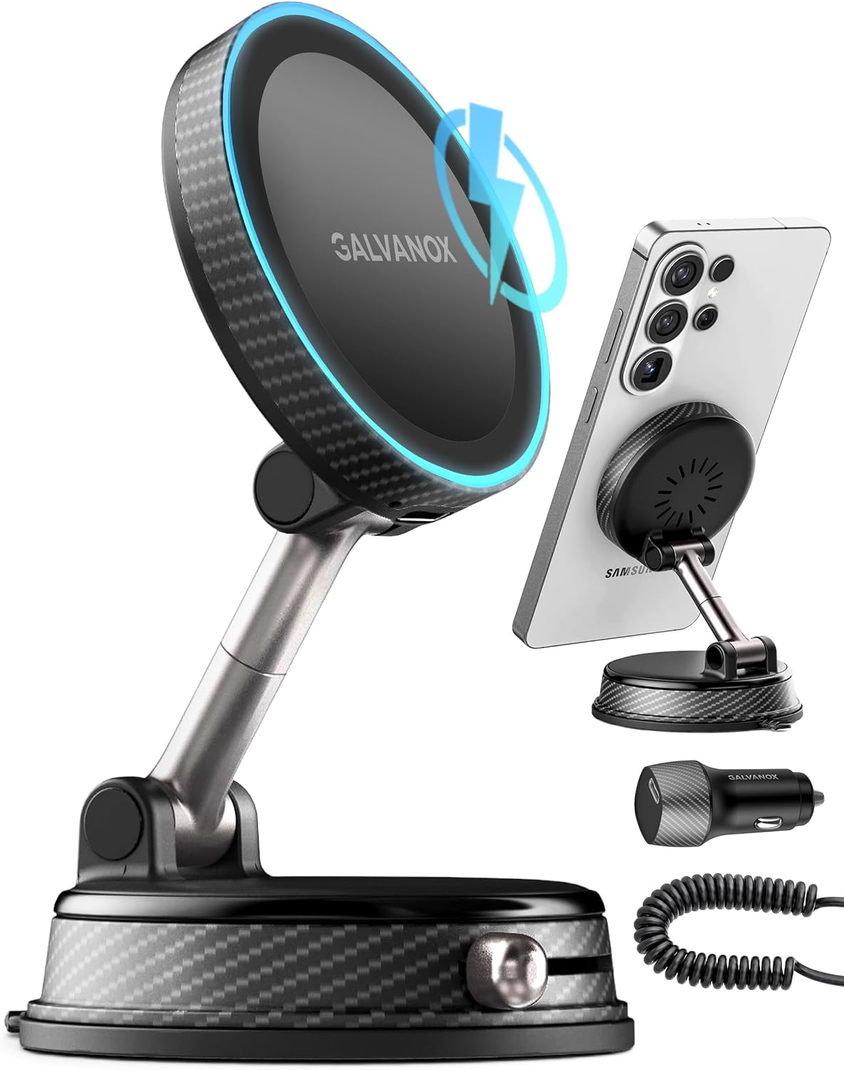 Galvanox™ X8-PRO Vacuum Suction Car Mount Wireless Charger for Samsung
