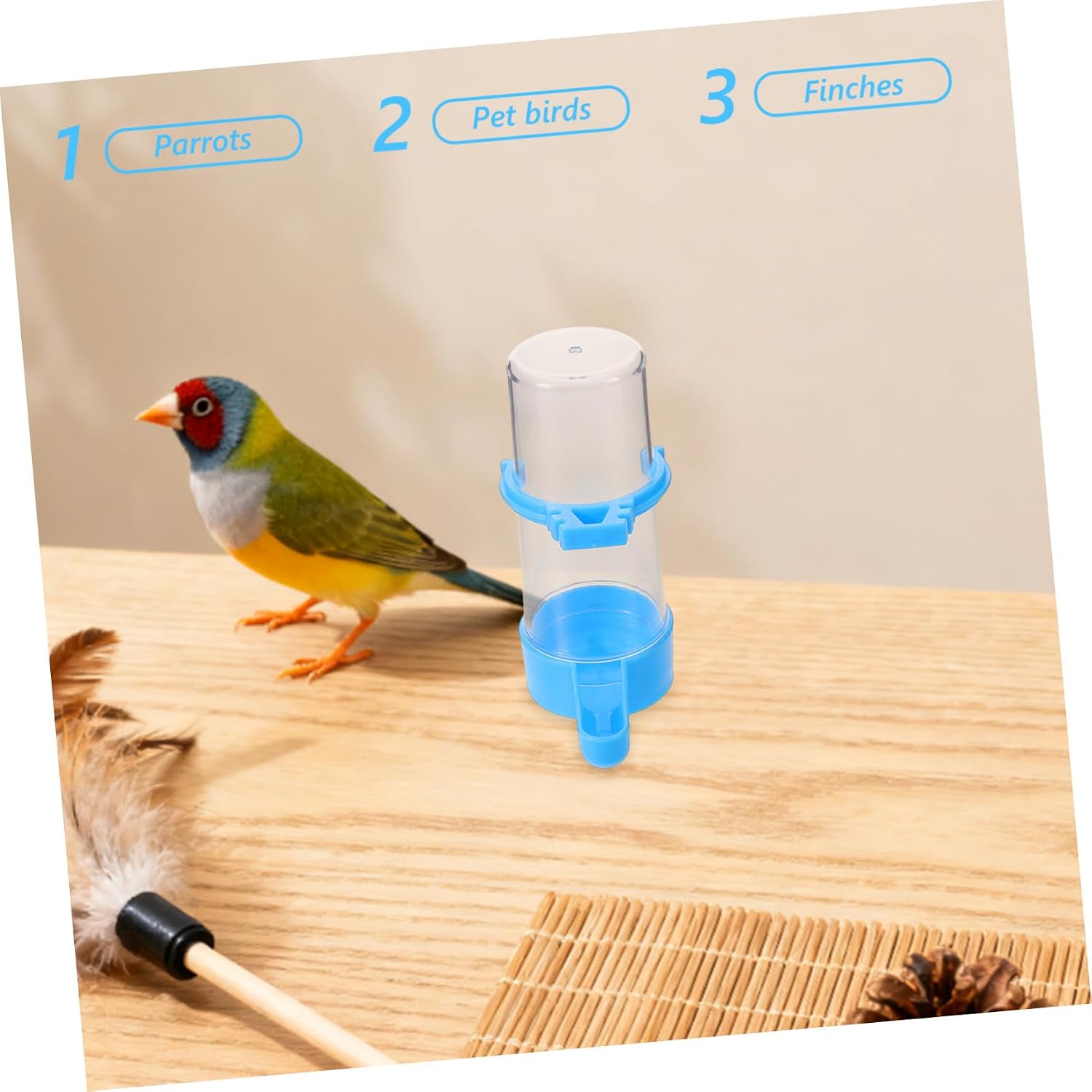 5pcs Automatic Parrot Water Dispenser and Bird Water Cups 180ml Plastic Hanging Bottle for Cage Suitable for Parakeet Cockatiel Budgie Lovebirds