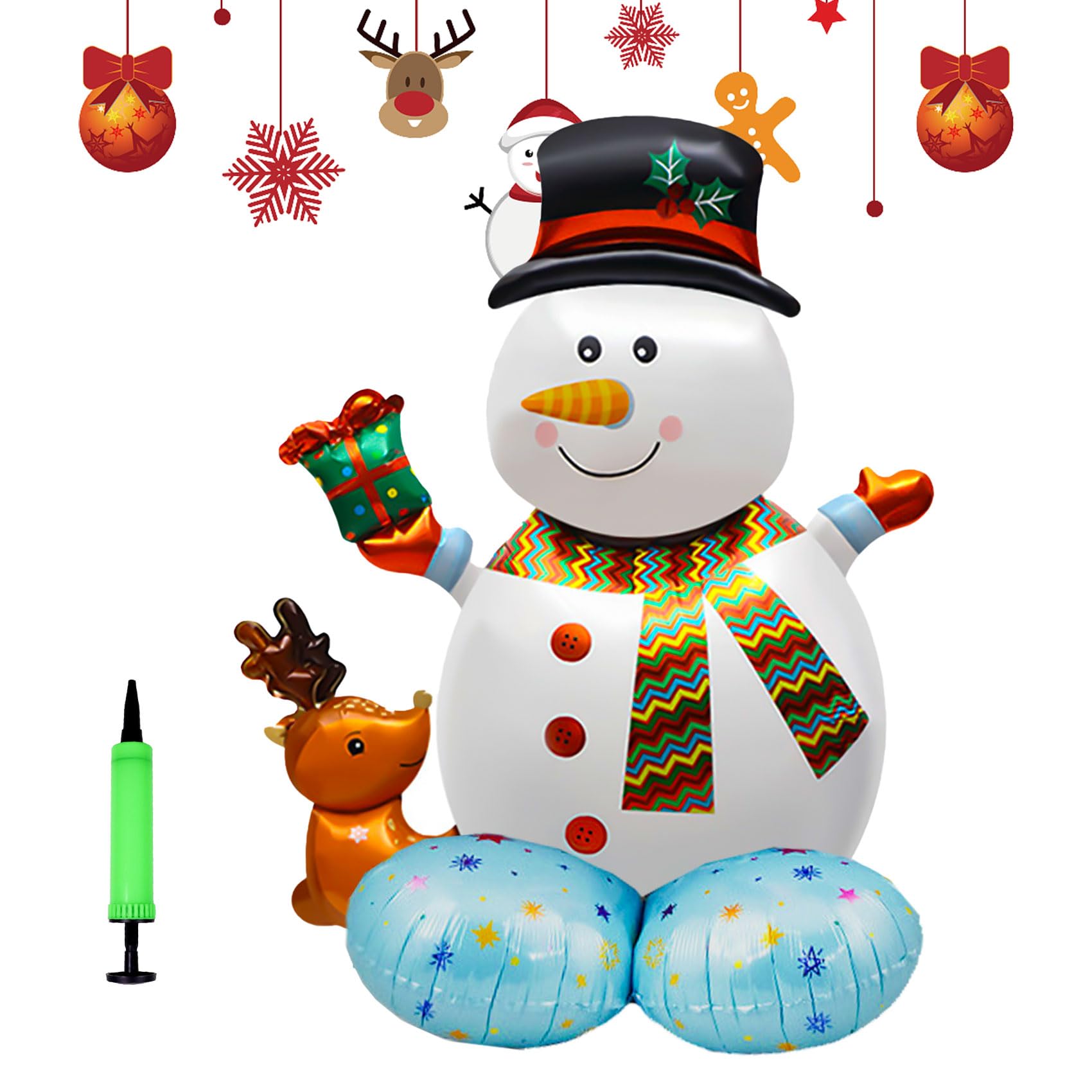 Ballons De Noël En Aluminium - Thèmes Père Noël, Renne, Bonhomme De Neige - Grand Format, Gonflage à L'air Ou Hélium