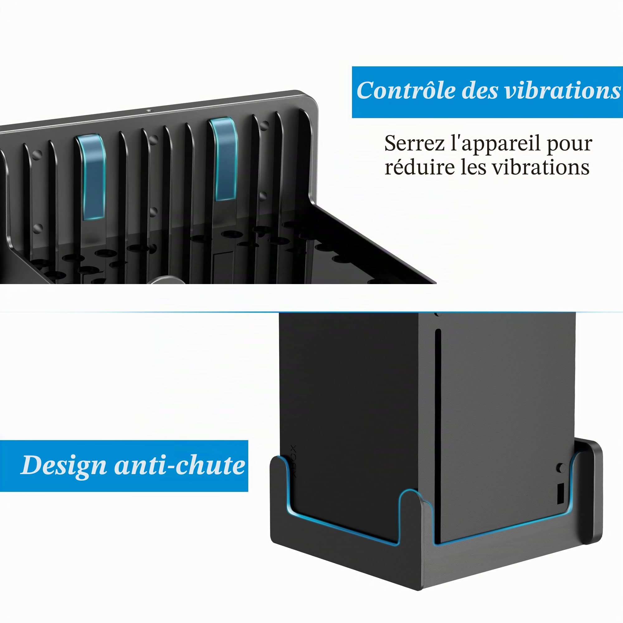 Support mural PlusAcc pour Xbox Series X - Supports de dissipation rapide de chaleur, économisez de l'espace sur votre bureau et gardez votre zone de jeu organisée (appareil non inclus).