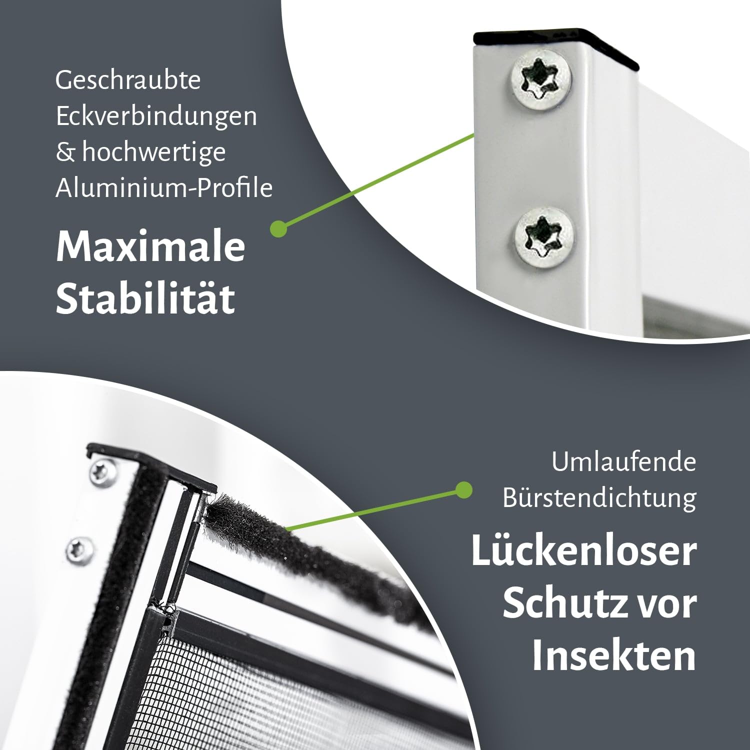 empasa Insektenschutz Fliegengitter Fenster MASTER SLIM Set Alurahmen Mückengitter als Selbstbausatz in 100 x 120 cm, verschiedene Sets und Farben, Farbe:braun, Größe:2er Set