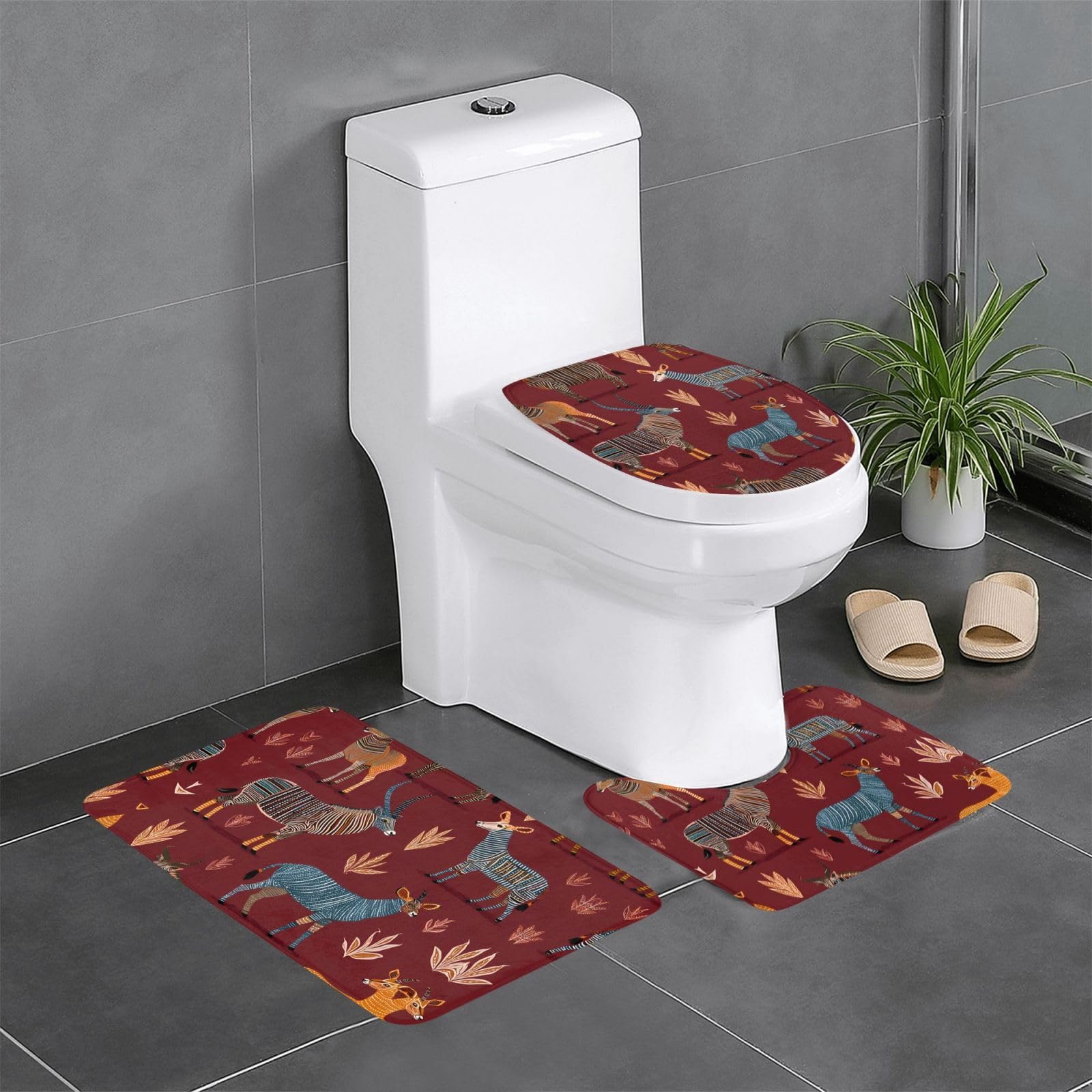 Tapis de salle de bain antidérapant lot de 3 sécurité et douceur pour sol de WC