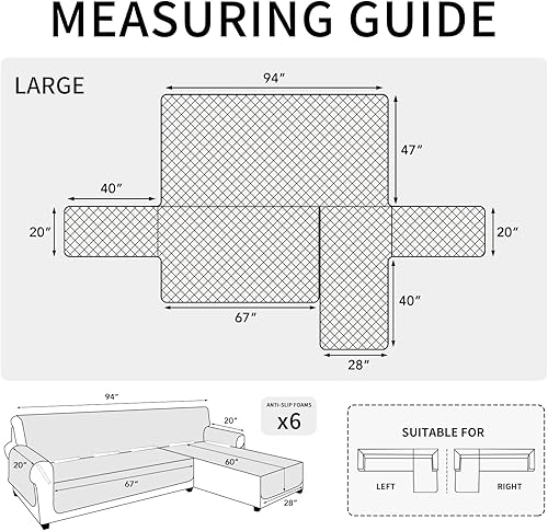 Miniatura 6 de ISSUNTEX Fundas de sofá modular para perros, funda reversible en forma de L, resistente al agua, protector de furinture para niños y mascotas (L,