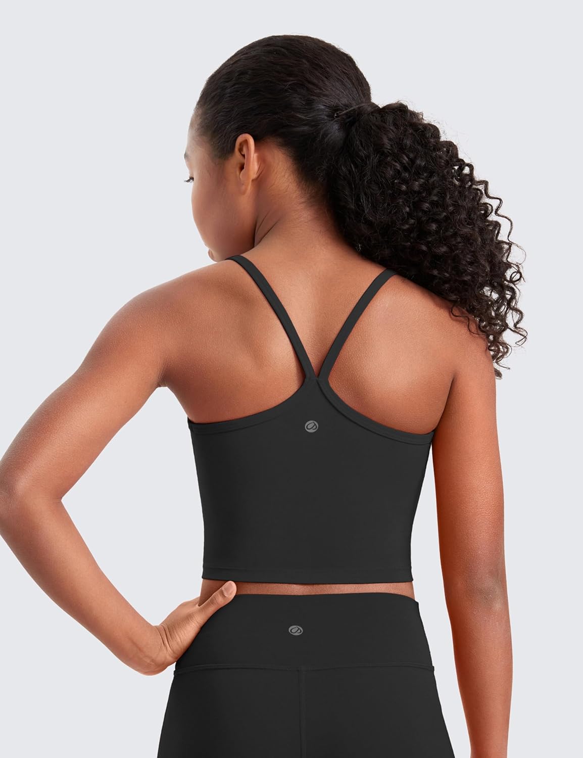 CRZ YOGA Girls Butterluxe Double Lined Camisole Crop Tank Tops - Dance Yoga Athletic Casual Spaghetti Y Back Kids Teen - Image 2