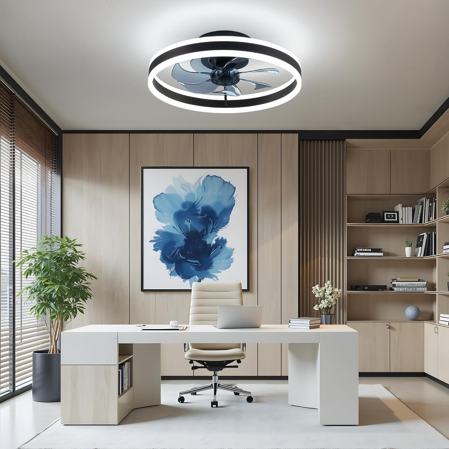 50cm Deckenventilator mit Beleuchtung und Fernbedienung Leise, Dimmbar Deckenlampe mit Ventilator, Modern Deckenleuchte Ventilator mit Licht für Schlafzimmer Wohnzimmer, Umkehrbaren DC Motor