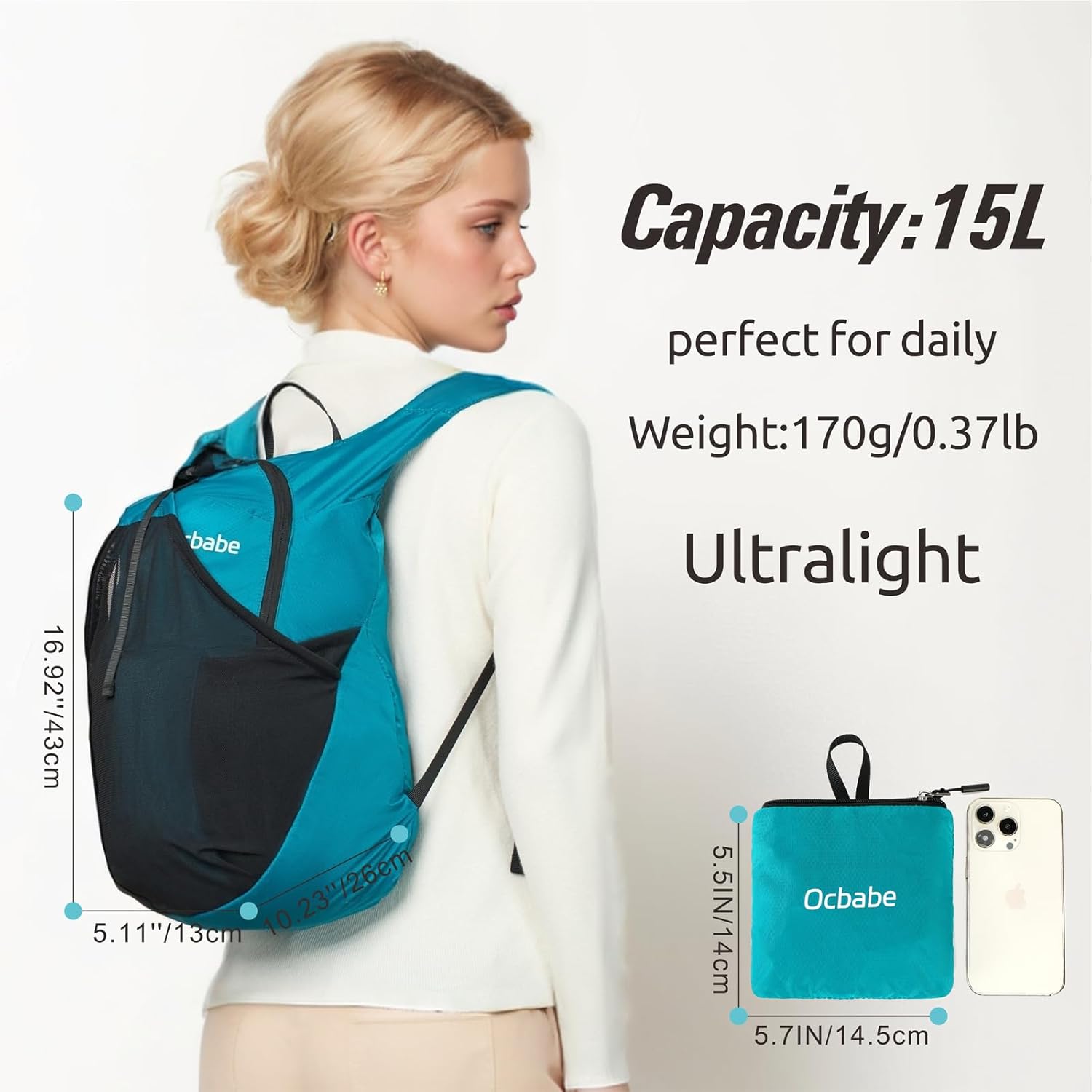 Ultra Lightweight Foldable Backpack,Water Resistant Small Packable Hiking Daypack Outdoor Camping Travel Bag - Image 2