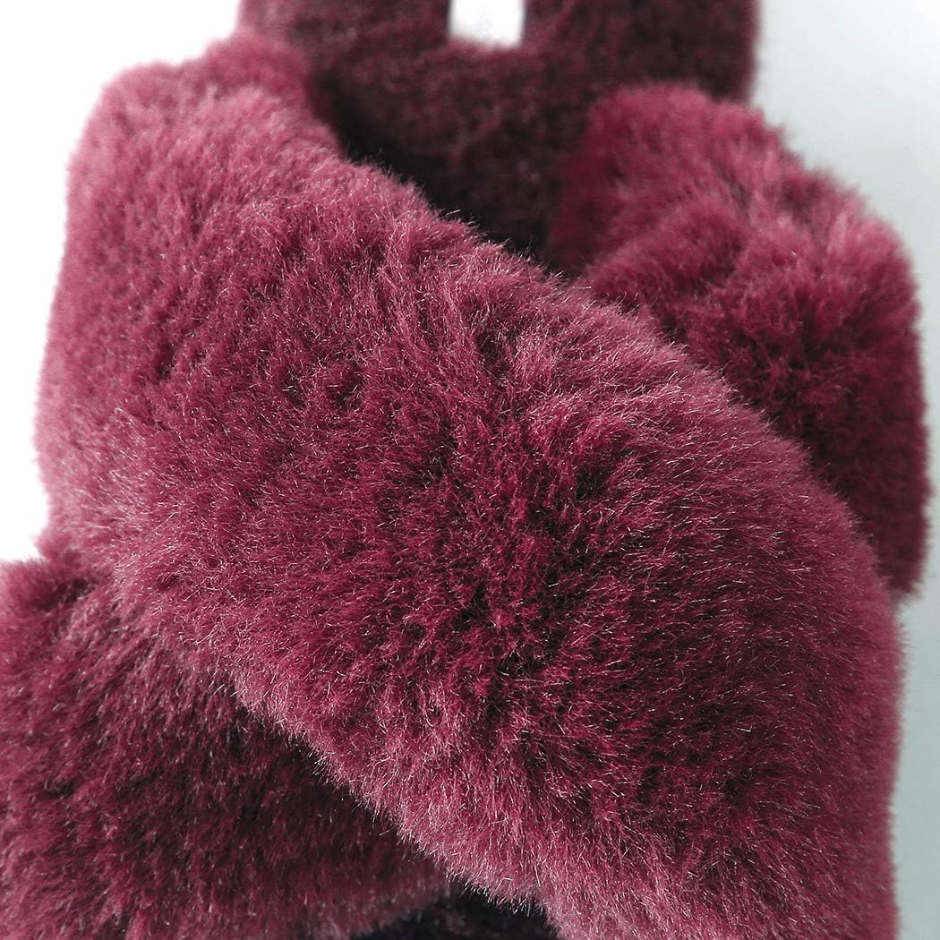 HALLUCI Women's Cross Band Soft Plush Fleece House Indoor or Outdoor Slippers - Image 5