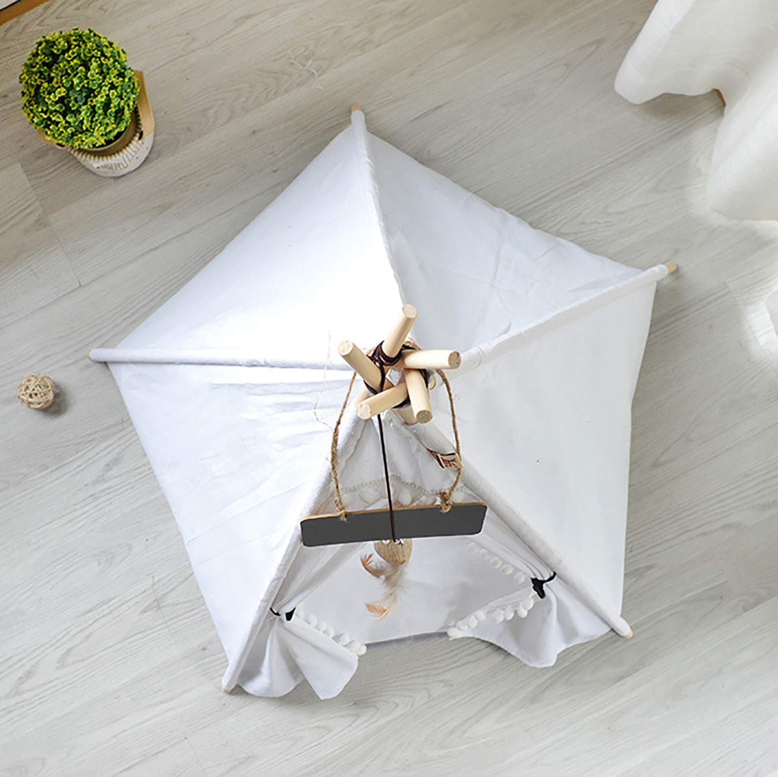 Tipi pour Animaux de Compagnie, Tente pour Chiens avec oreillers Amovibles et Tente tipi Lavable pour Chiens et Chats, lit pour Animaux de Compagnie, tipi pour Chiens,E,60 * 60 * 80CM