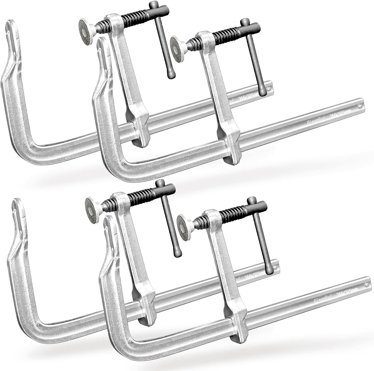Heavy-Duty 12-Inch F-Clamps, 4-Pack, 1320 Lbs Forged Alloy Steel | 4-3/4" Deep Throat F-Style Bar Clamps for Welding, Metalworking & Fabrication, Swivel Pad & Black-Oxide Spindle