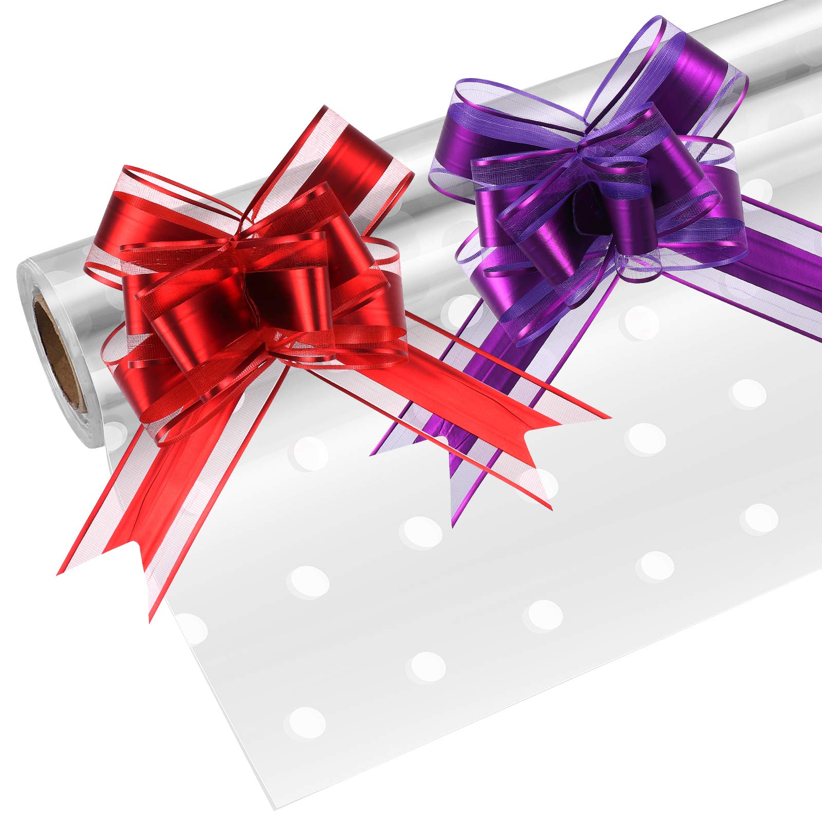 Cellophane Wrap Roll | Unfolded Width 32 Inch X 100 Ft, Red Polk Dot - View #7