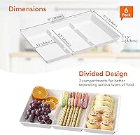 Vista 3 de Lifewit Bandeja de Servir Dividida para Suministros de Fiesta, 6 PCS Bandejas de Plástico de 15" x 10" para Servir Alimentos, Bandeja Blanca