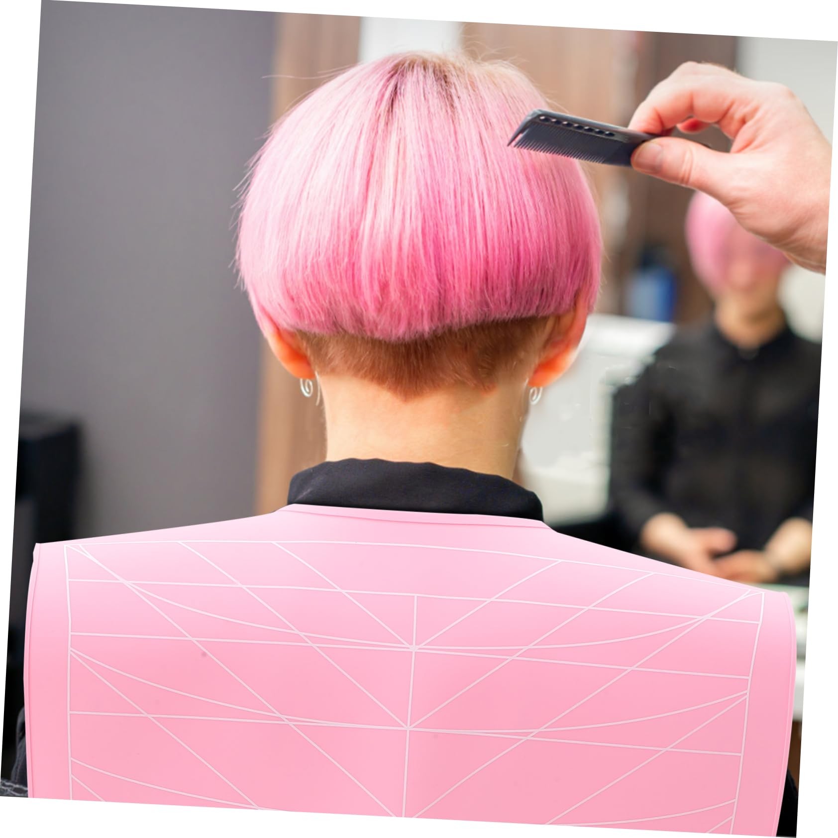 Capa de Corte de Pelo de Silicona Rosa, Guía para Peluquería Cobertura Grande, Protege del Tinte Permanente en Salón