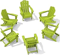 Vista 50 de Juego de sillas Adirondack plegables KINGYES de 2, Silla plegable Adirondack de HDPE para todo clima, Café