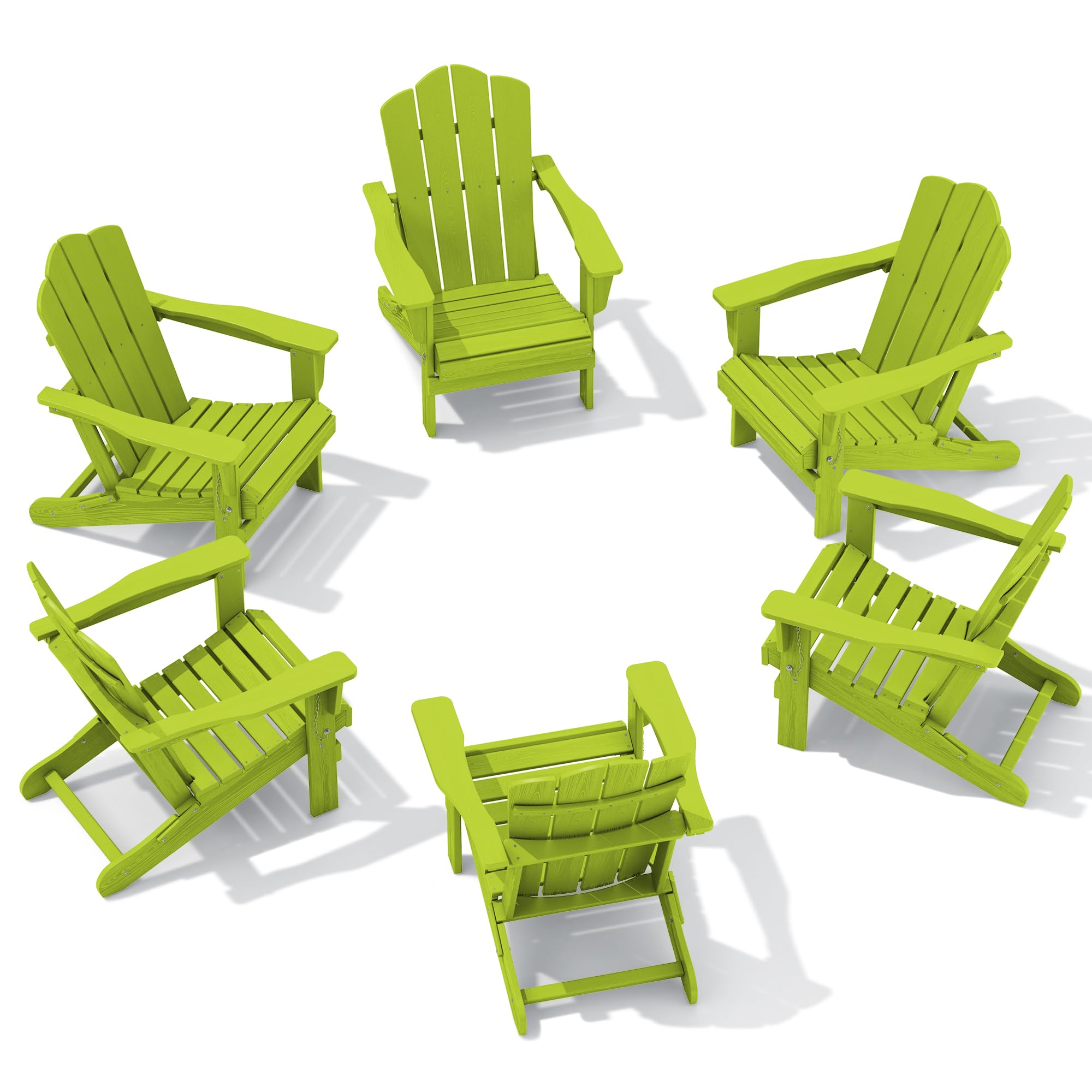 KINGYES Folding Adirondack Chair Set of 6, HDPE All-Weather Folding Adirondack Chair, Apple