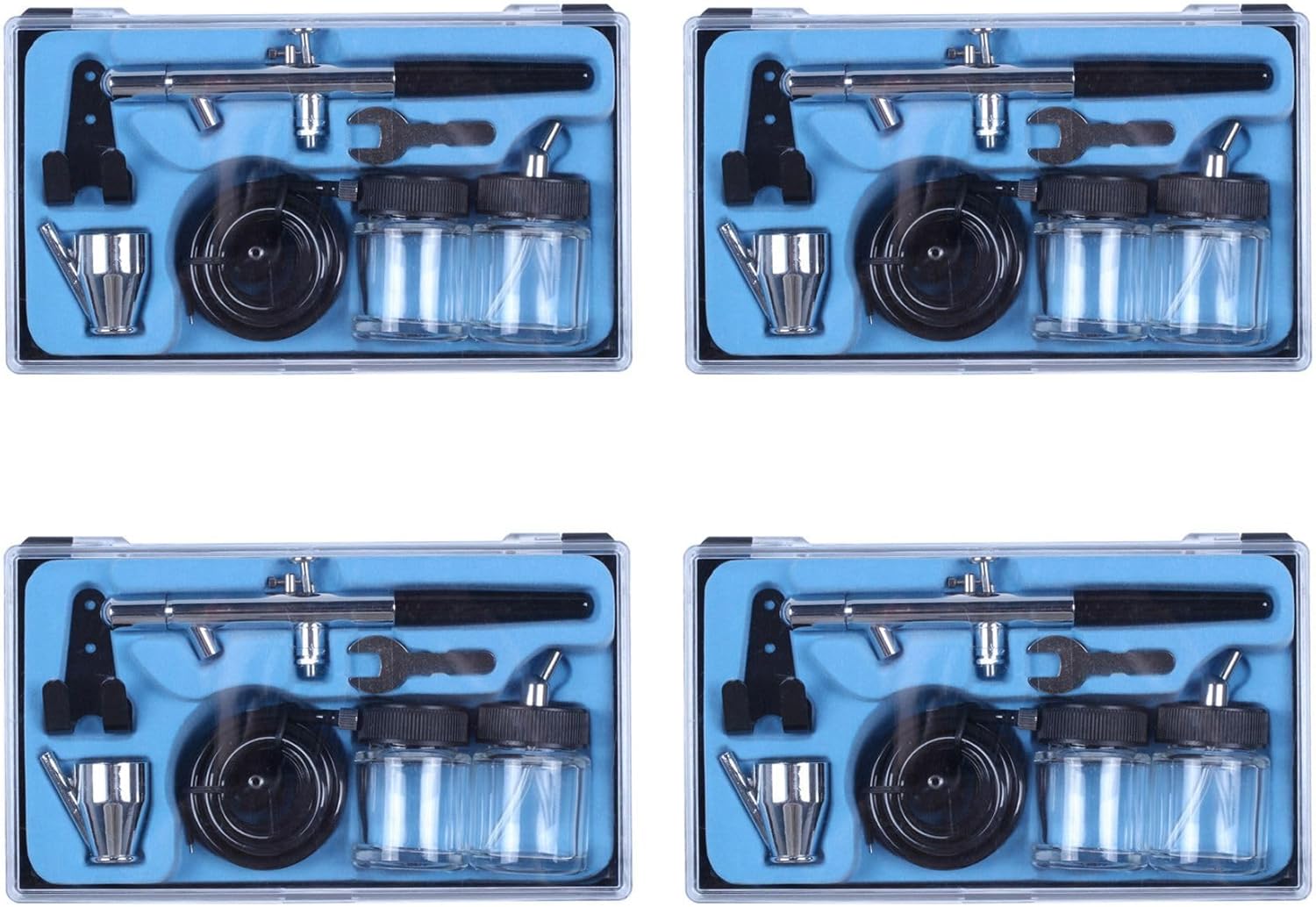 4X Siphon Feed Dual Action 0.35Mm Airbrush Kit Tool Air Brush for Makeup Cake Art Painting Temporary Body