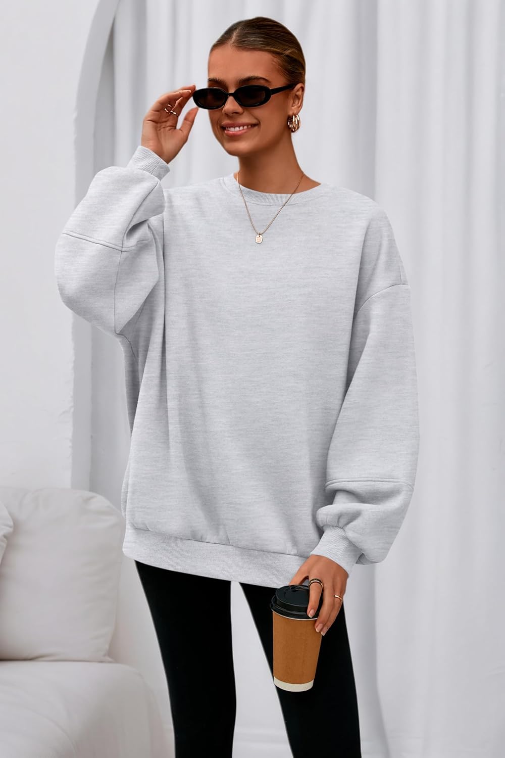 PRETTYGARDEN Oversized Sweatshirt for Women Fall Long Sleeve Crewneck Fleece Loose Fit Casual Pullover Tops Fashion Clothing - Image 2
