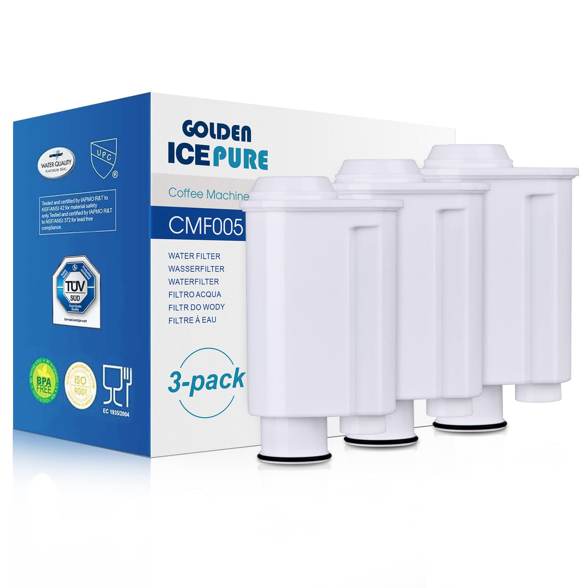 GOLDEN ICEPURE Kaffeemaschinen-Wasserfilter für Saeco CA6702, 3er Pack