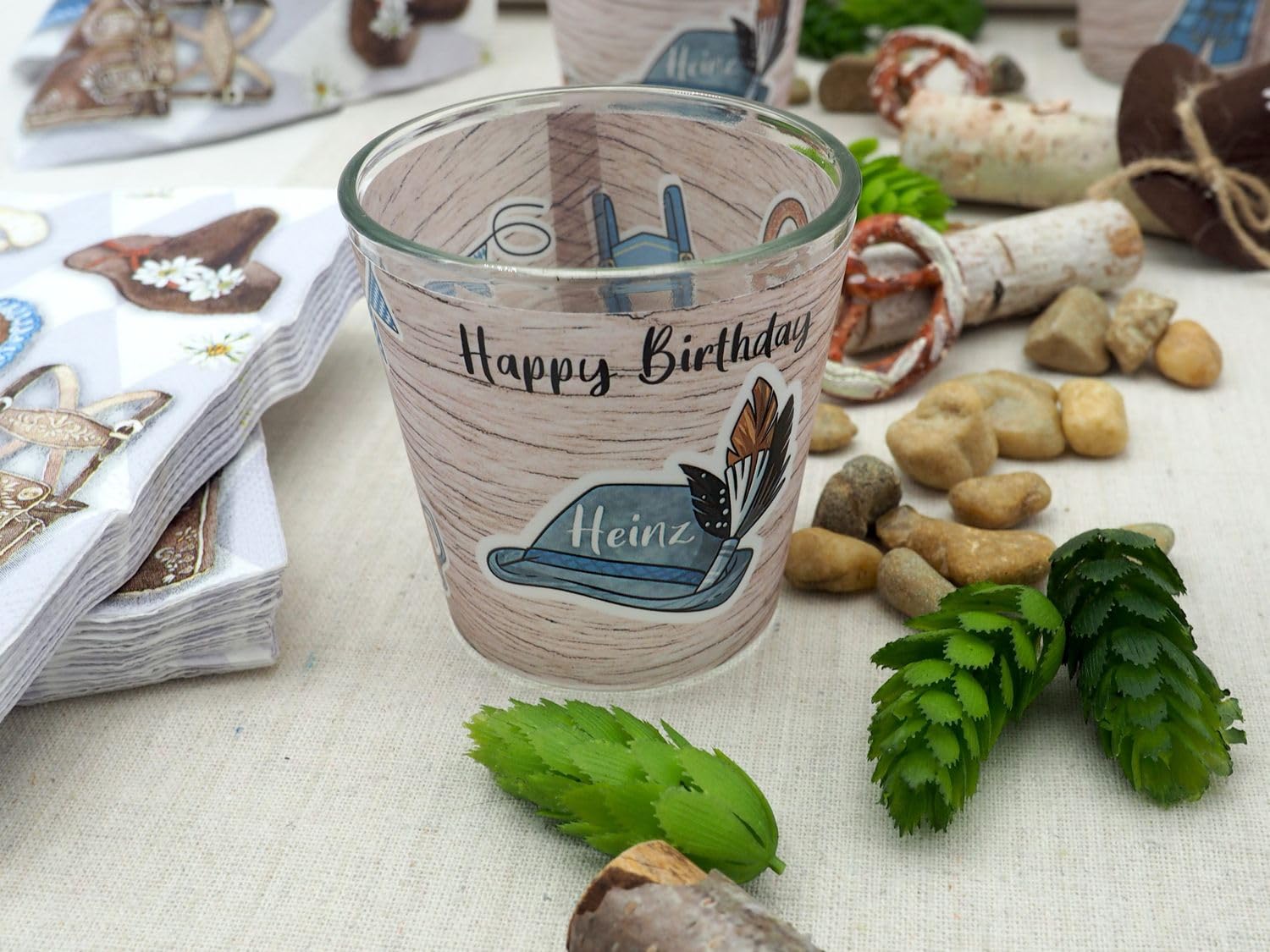 Oktoberfest Deko-Set Bayrisch Mann Tischdeko Oktoberfest Geburtstag Motto Wiesn-Party personalisierte Windlichter