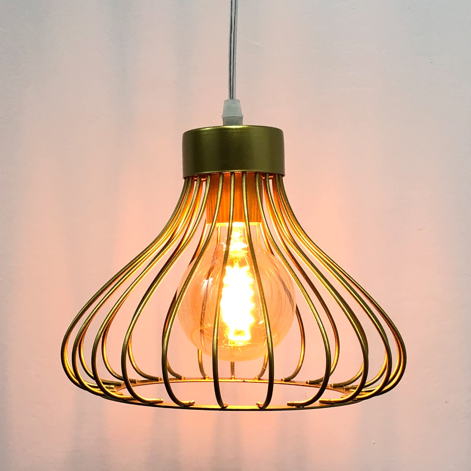 iDEGU 2 stuks Hanglampen, industriële kroonluchter plafondlamp, vintage lampenkap kooi van metaal en henneptouw lamp E27 voor eetkamer, woonkamer, keuken, 20 cm, zwart