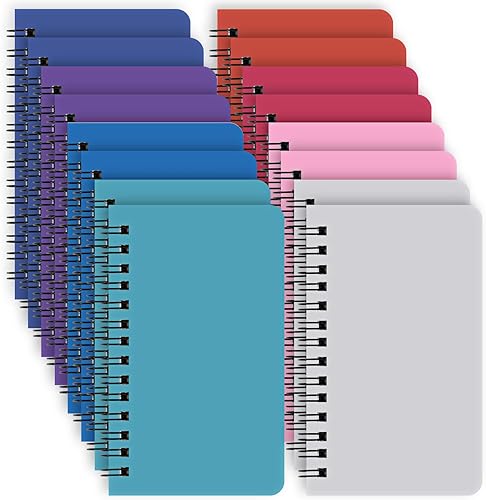 EOOUT Paquete de 16 blocs de notas de 3 x 5 pulgadas, cuadernos de bolsillo pequeños en espiral, mini bloc de notas rayado universitario, 8 hojas de