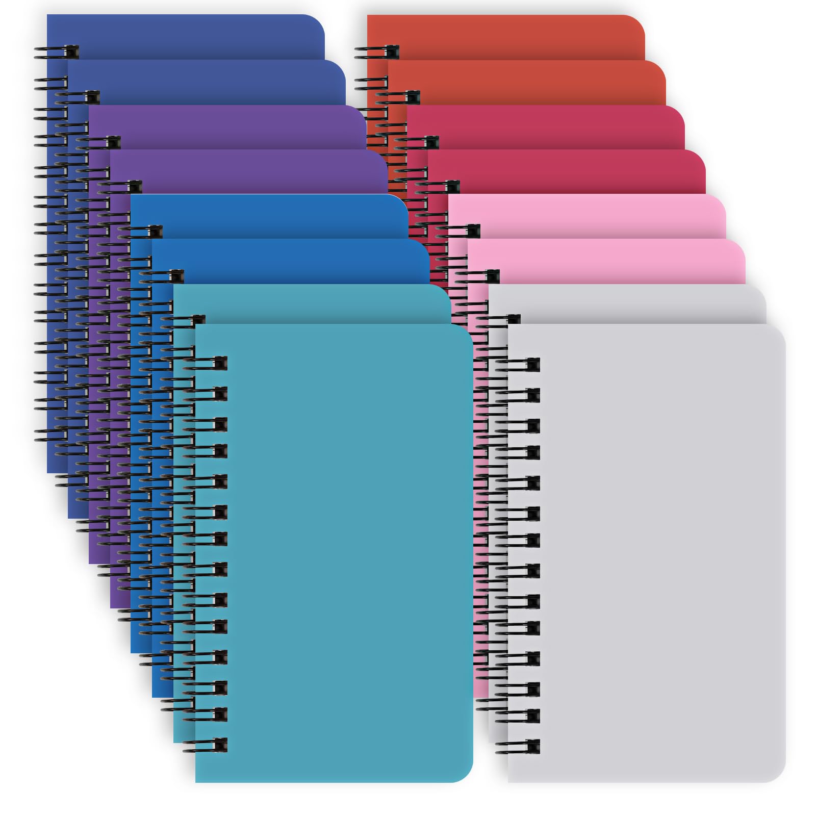 EOOUT 16 Pack Pocket Notebook, 8 Assorted Color Small Spiral Notebooks, 3x5 Inches Spiral Notepads, Small Notebooks with Lined College Ruled Paper for School and Stay Organized
