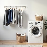 Vista 11 de Perchero de pared de 48 pulgadas, barra de ropa industrial de hierro con estante superior (tabla de madera no incluida)