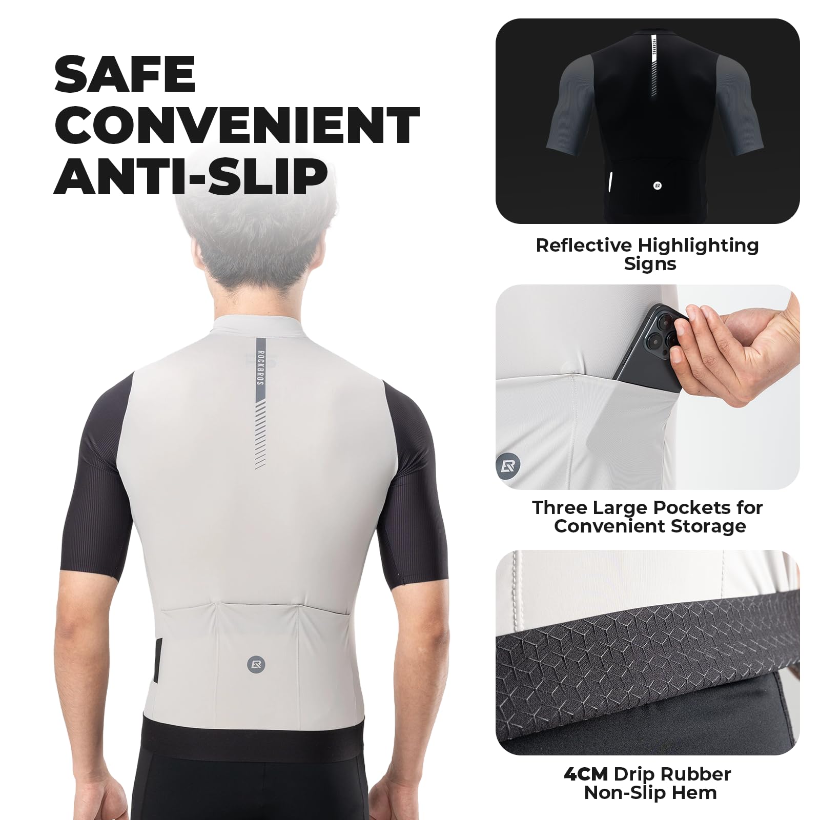 ROCKBROS Kurzarm Fahrradtrikot Herren Radtrikot Schnelltrocken Atmungsaktive Radshirt T-Shirt für Männer Sommer MTB Rennrad