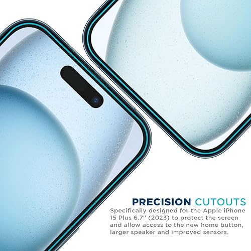 Miniatura 5 de Tech Armor Protector de pantalla para iPhone 15 Plus de 6.7 pulgadas, película transparente HD, máxima protección de pantalla, claridad cristalina,