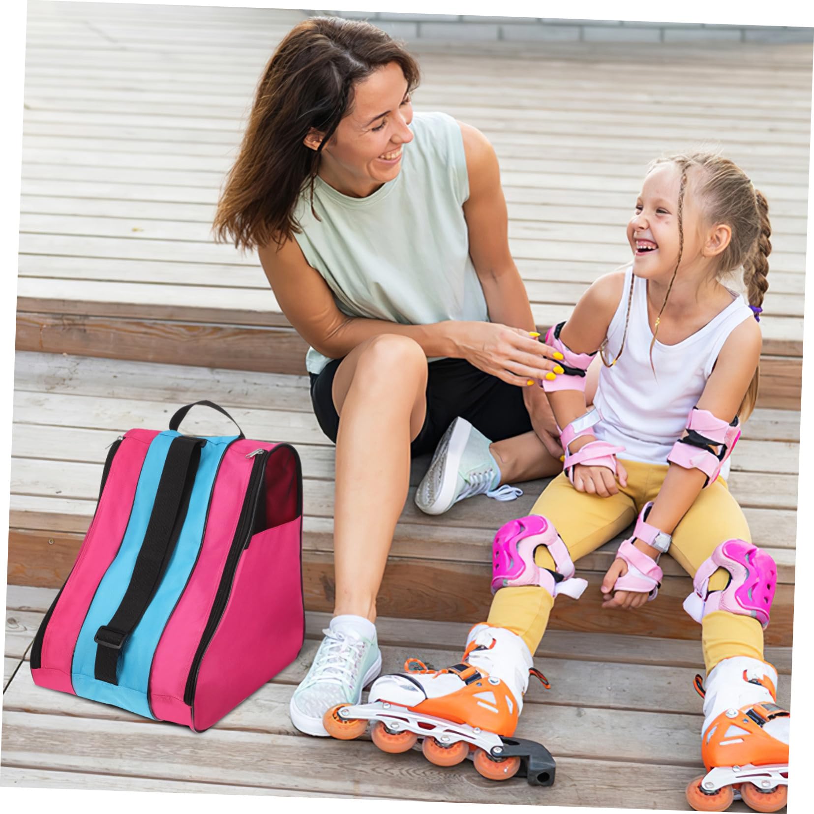 TOYANDONA Rollschuhtasche für Junge Mädchen Eislaufrucksack aus Dreieckstasche zum Transport von Rollschuhen und Schutzausrüstung Robust und Langlebig