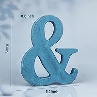 Vista 2 de Letras de madera azul rústica de 6 pulgadas, letras de madera sin terminar para pared, letras decorativas azules retro de pie, decoración de tablero