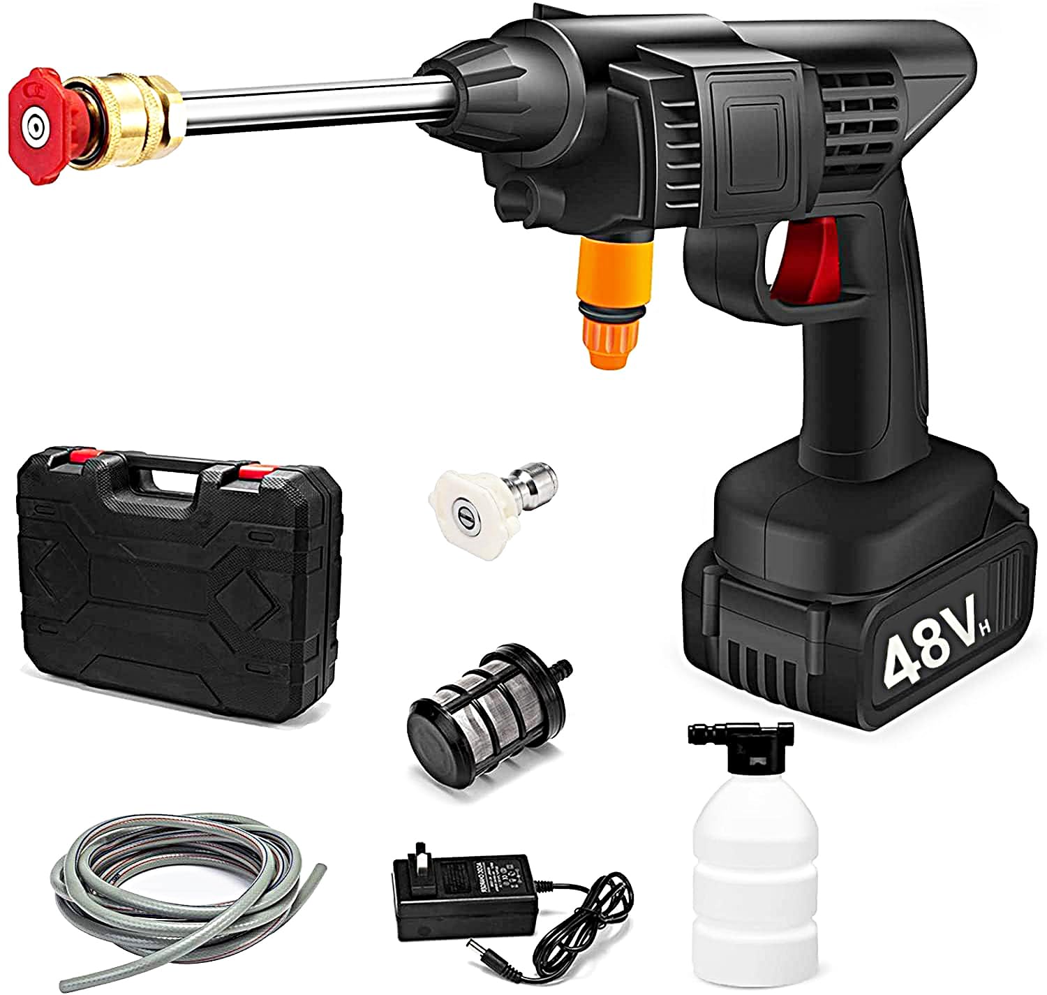 Cordless Portable Wireless 48V High Pressure Washer Gun for Car Wash Bike Washing Cleaning| Adjustable Nozzle and 5M Hose Pipe-picture-33