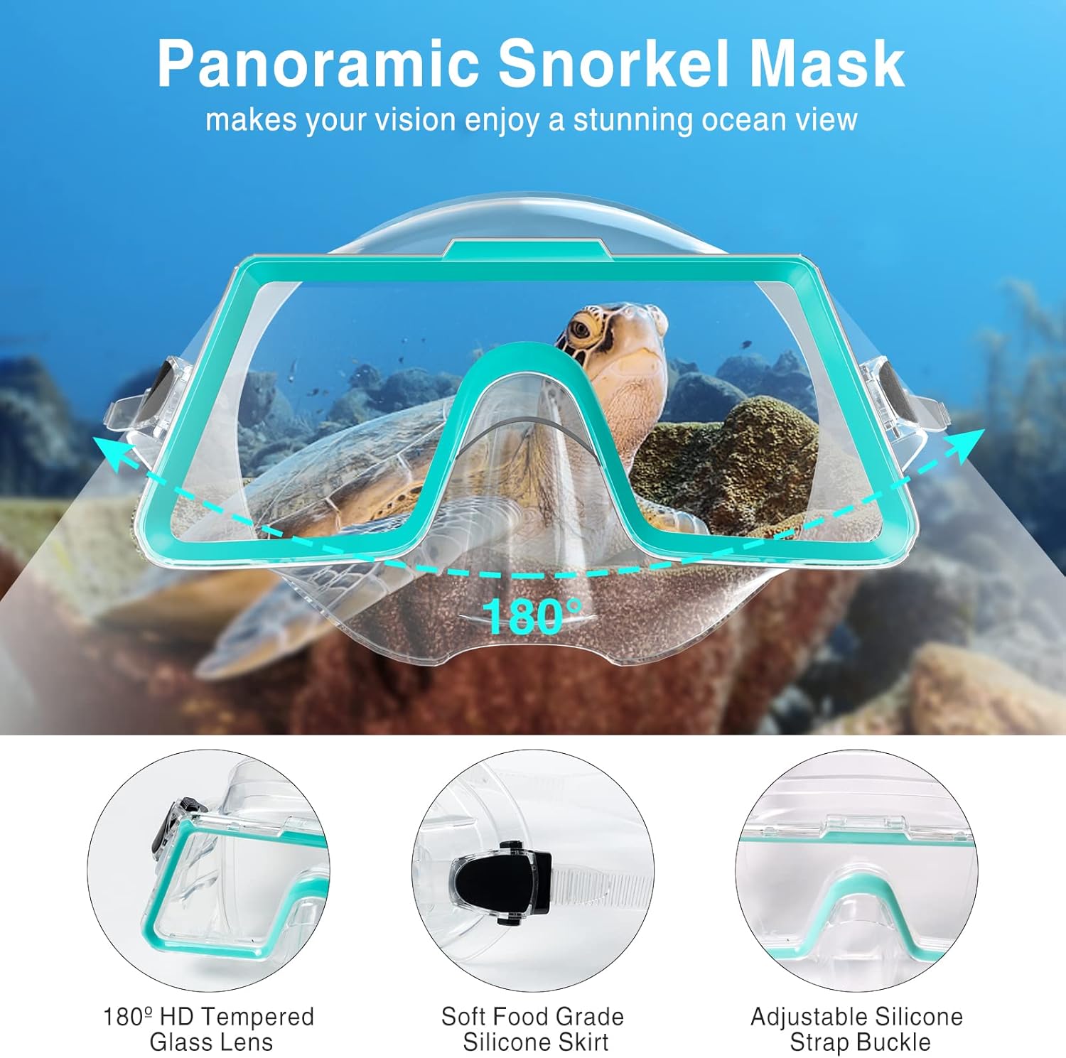 Tongtai Mask Fin Snorkel Set with Adult &Kids Snorkeling Gear, Panoramic View Diving Mask,Trek Fin,Dry Top Snorkel +Travel Bags, Snorkel for Lap Swimming : Sports & Outdoors