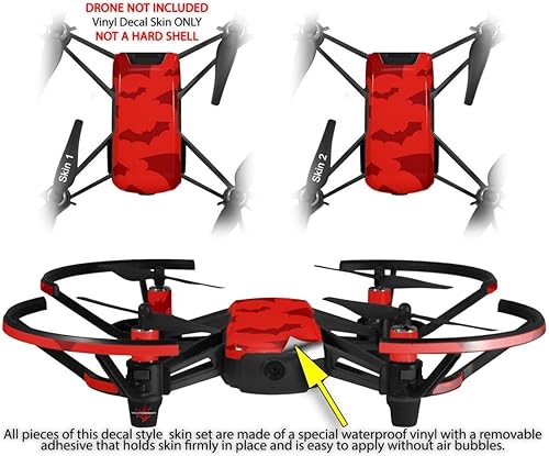 Miniatura 2 de Skin Wrap 2 Pack para DJI Ryze Tello Drone Deathrock murciélagos rojo Drone No Incluidas
