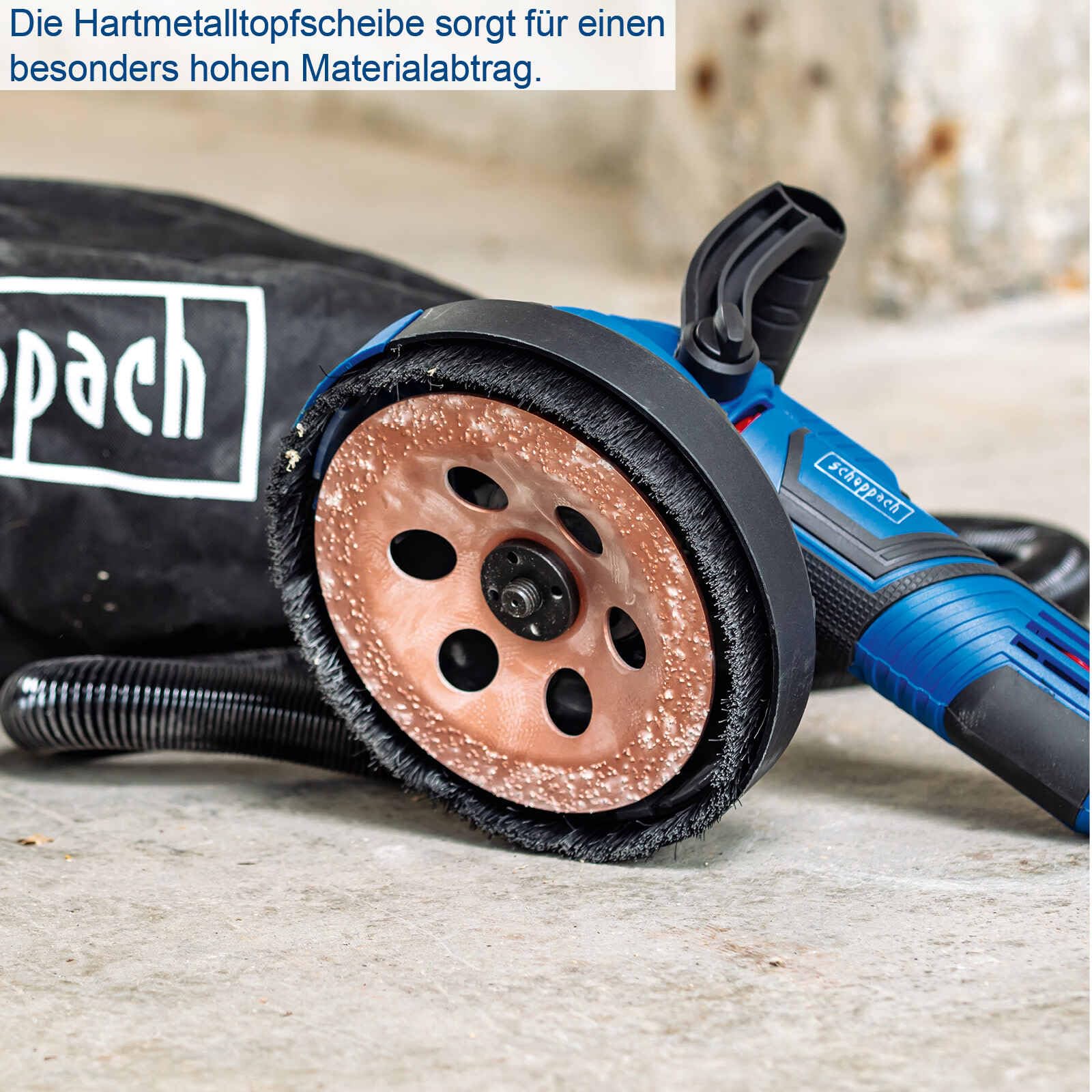 Scheppach 3in1 Universal Wand-, Boden- & Deckenschleifer BFR1200 | Leistung 1050W | 180mm Schleifscheibe | Integrierte Absaugfunktion mit 25L Staubbeutel | Wandschleifer mit 6 Schleifscheiben