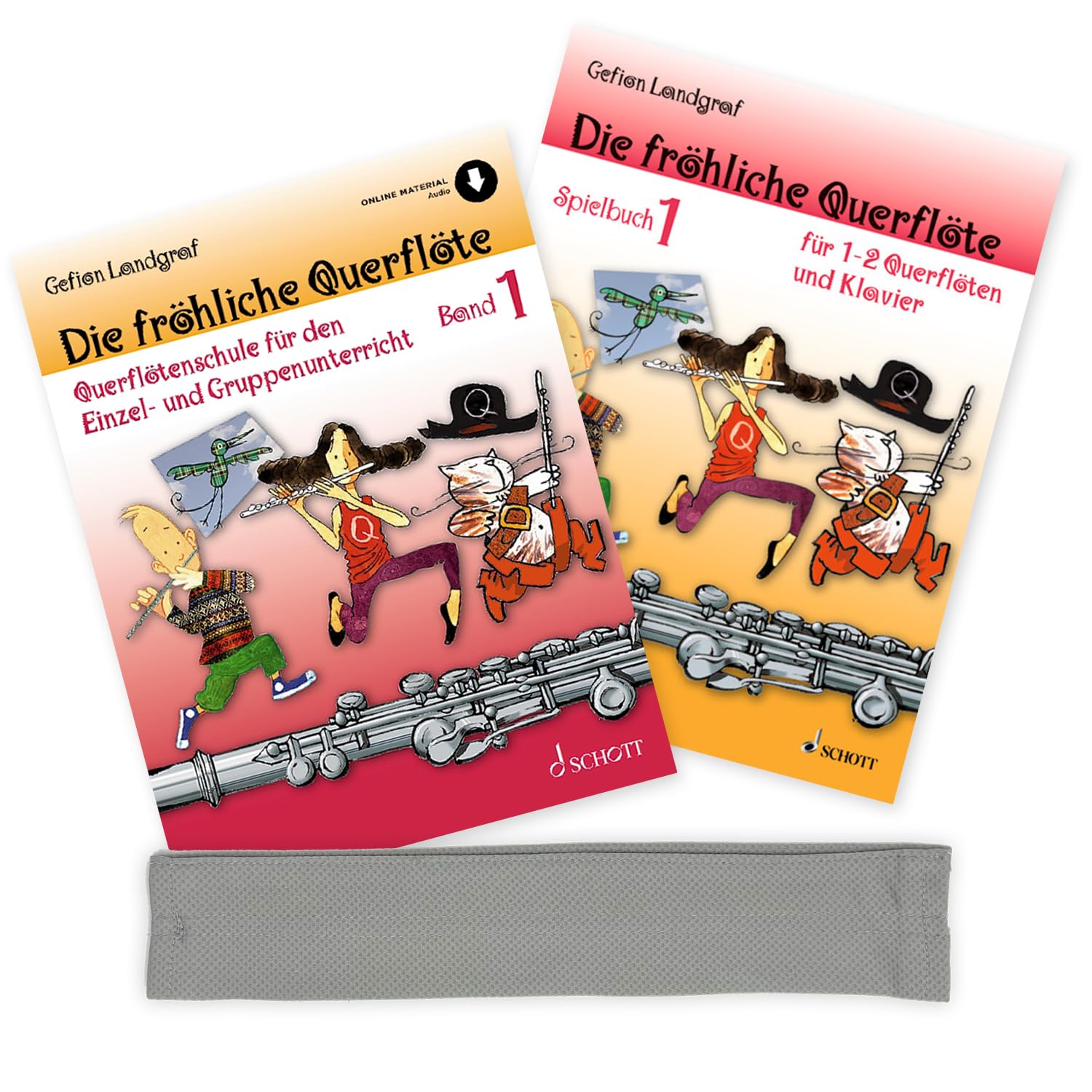 Die fröhliche Querflöte 1 + Spielbuch: (Starterset) mit Audio Online - Querflötenschule - Band 1 von Gefion Landgraf (ISBN 9783795722876, 9783795759223) + Soundman Reinigungstuch