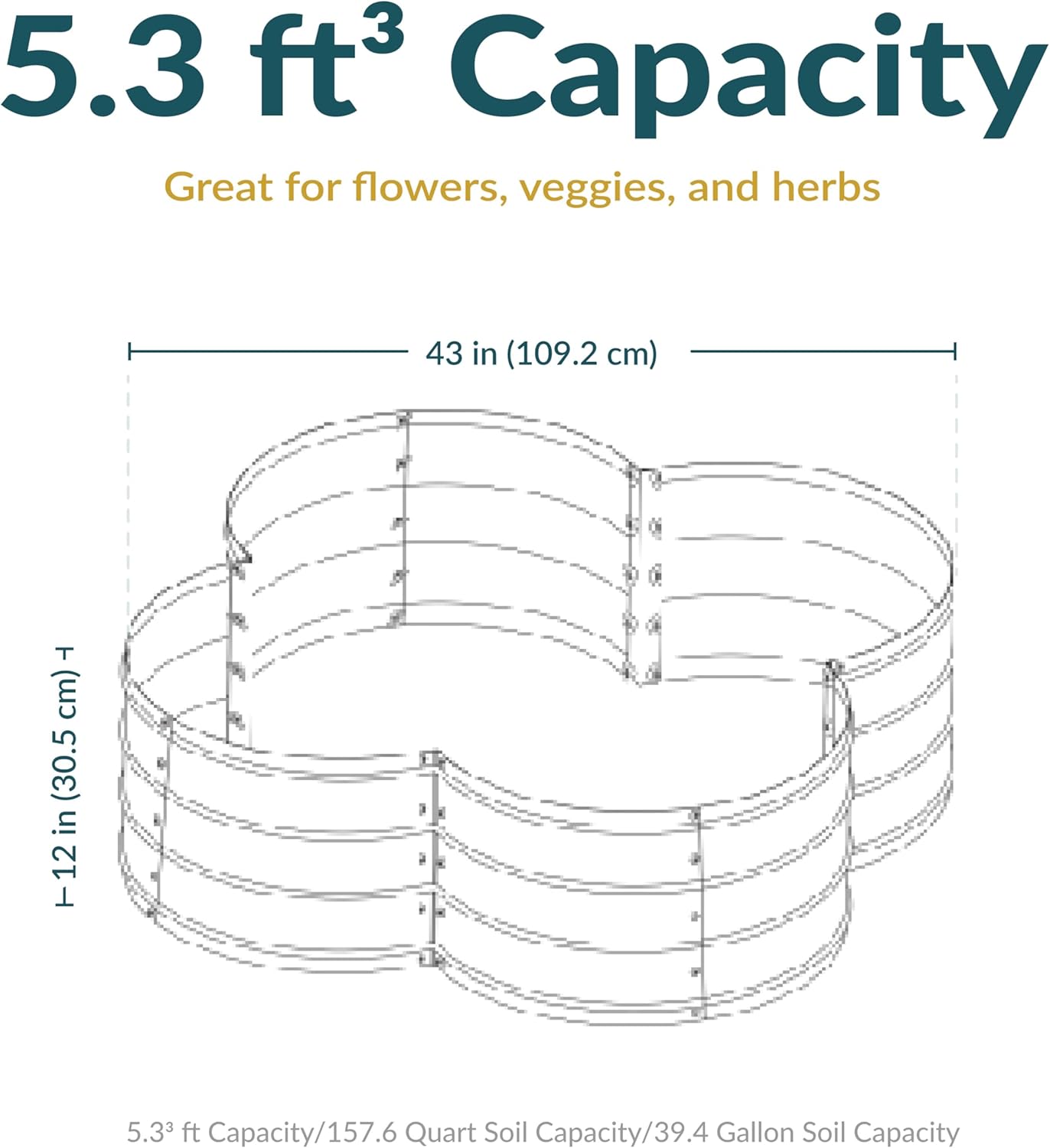 Silver Galvanized Steel 4-Leaf Clover Raised Garden Bed