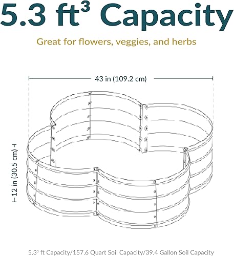 Miniatura 24 de Sunnydaze Cama de jardín de metal elevada de 11.75 pulgadas de alto, cama de jardín elevada galvanizada para exteriores para verduras y flores