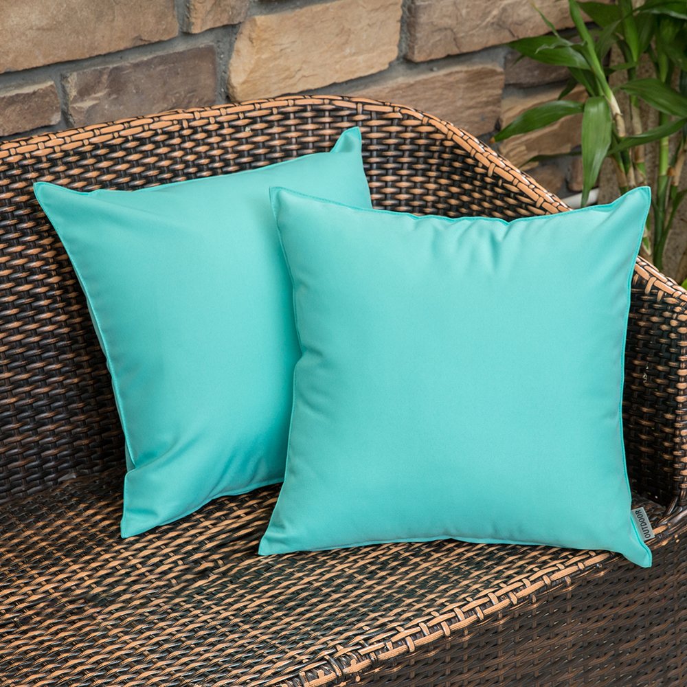 Miulee Light Green Pack Of 2 Outdoor Waterproof Throw Pillow Cover Home Pillow Case Decorating Cushion Covers Protectors For Park Bed Sofa Chair Bedroom Decorative Pillowcases 45X45cm 18X18inch