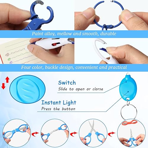 Miniatura 3 de Glenmal Juego de 72 bolígrafos con carretes de insignias, mini resaltadores para enfermera, con mini tijeras, resaltador, bolígrafo retráctil de