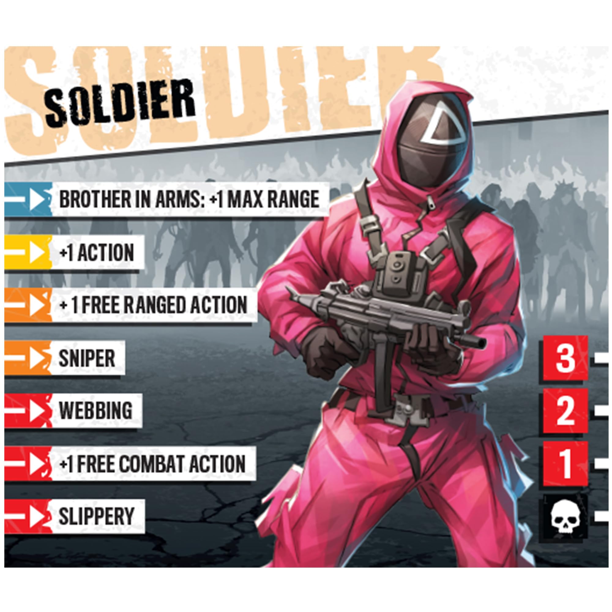 Asmodee, Zombicide 2ª edición – Squid Game, versión EN, Boardgame Expansion for 1-6 Players Age 14+ with a Playing Time of 60 Minutes