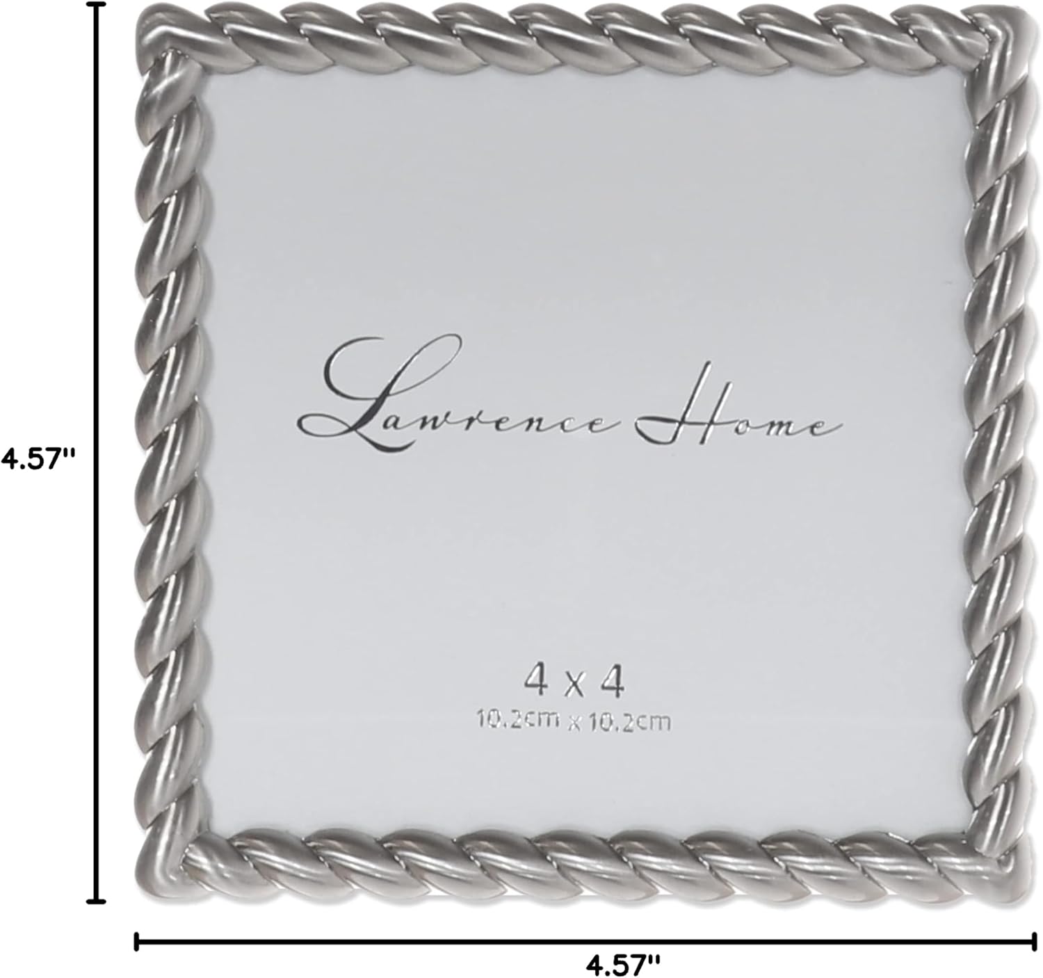 Lawrence Frames 4x4 Brushed Nickel Metal Picture Frame with Rope Design