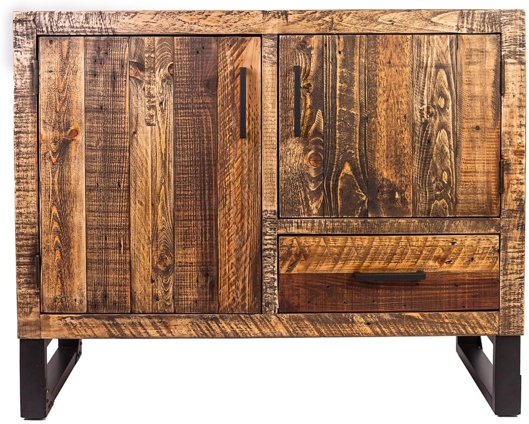 Oak CityBoston Reclaimed Wood Industrial Small Sideboard
