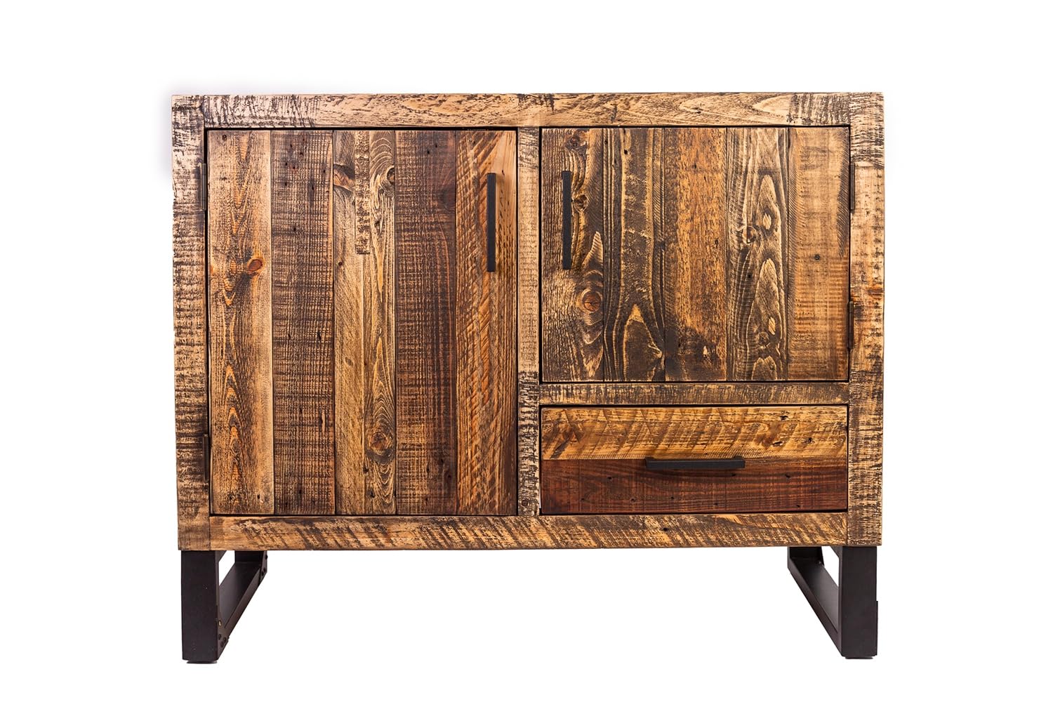 Oak CityBoston Reclaimed Wood Industrial Small Sideboard