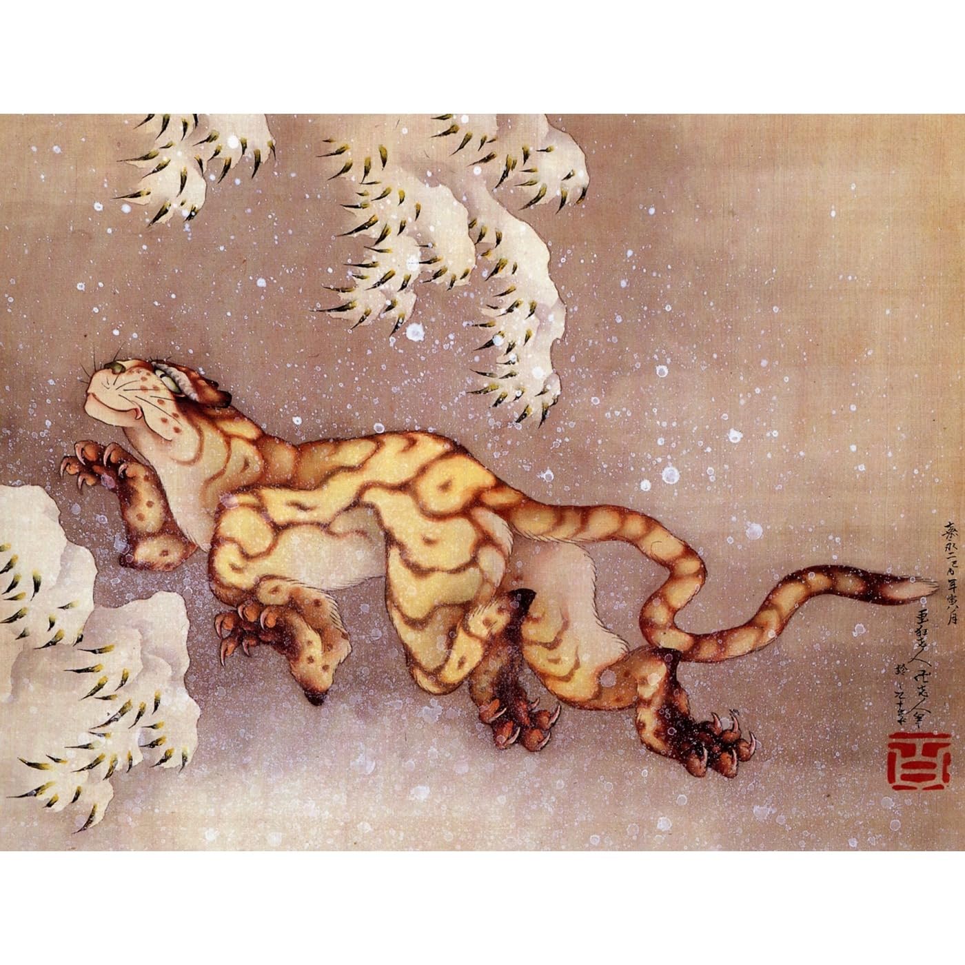 Hokusai Tigre dans la neige impression giclée grand format